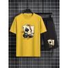 Summer Outdoor Men's Dice Spade Set Comfortable Casual Round Neck T-shirt Loose Short Men's Fashion Sports Summer Children's Set