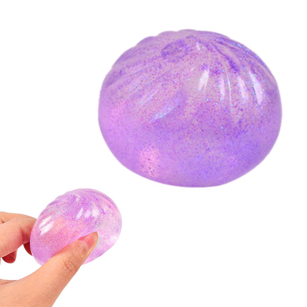 Clear Bun With Gold Powder Slow Rebound Maltose Toy Transparent Stress Ball Kawaii Decompression Toy Stress Relief For Kids