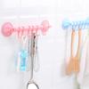 1 Pcs  Random Colourful Fashion Towel Rack Suction Cup 6 Hooks Bathroom Kitchen Wall Door Holder KTY