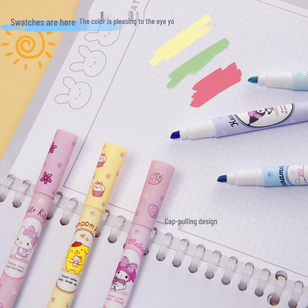 Sanrio Cute Cartoon Highlighters: Eye-Friendly Journal Markers for Students