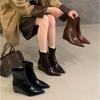Slope Heel High Heel Short Boots 2025 New Autumn and Winter Pointed Elastic Thin Boots Brown Retro Versatile Martin Boots Women