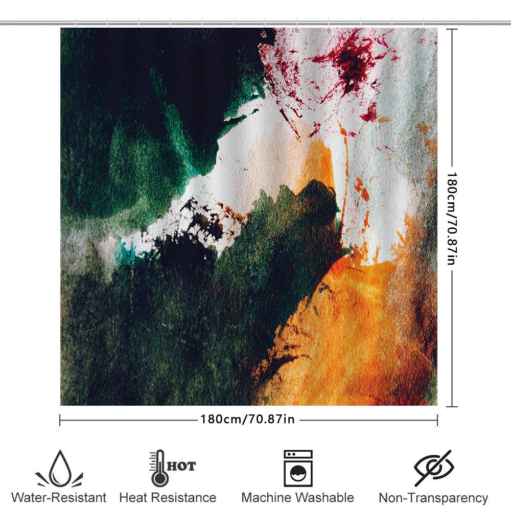 Abstract Bathroom Shower Curtain Waterproof Fabric Watercolor Design Decorative Home Decor