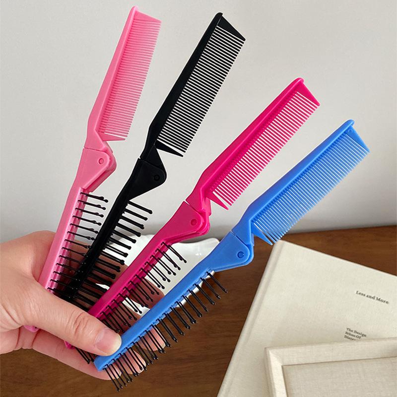Colorful Portable Fashion Hair Comb Folding Anti-static Plastic Comb Hair Brush Compact Pocket Size Purse Hair Comb Cepillo Para