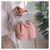 IELGY Fashion Niche Diamond Embroidery Thread Mori Cute Female Bag Chain Cross-body Bucket Bag