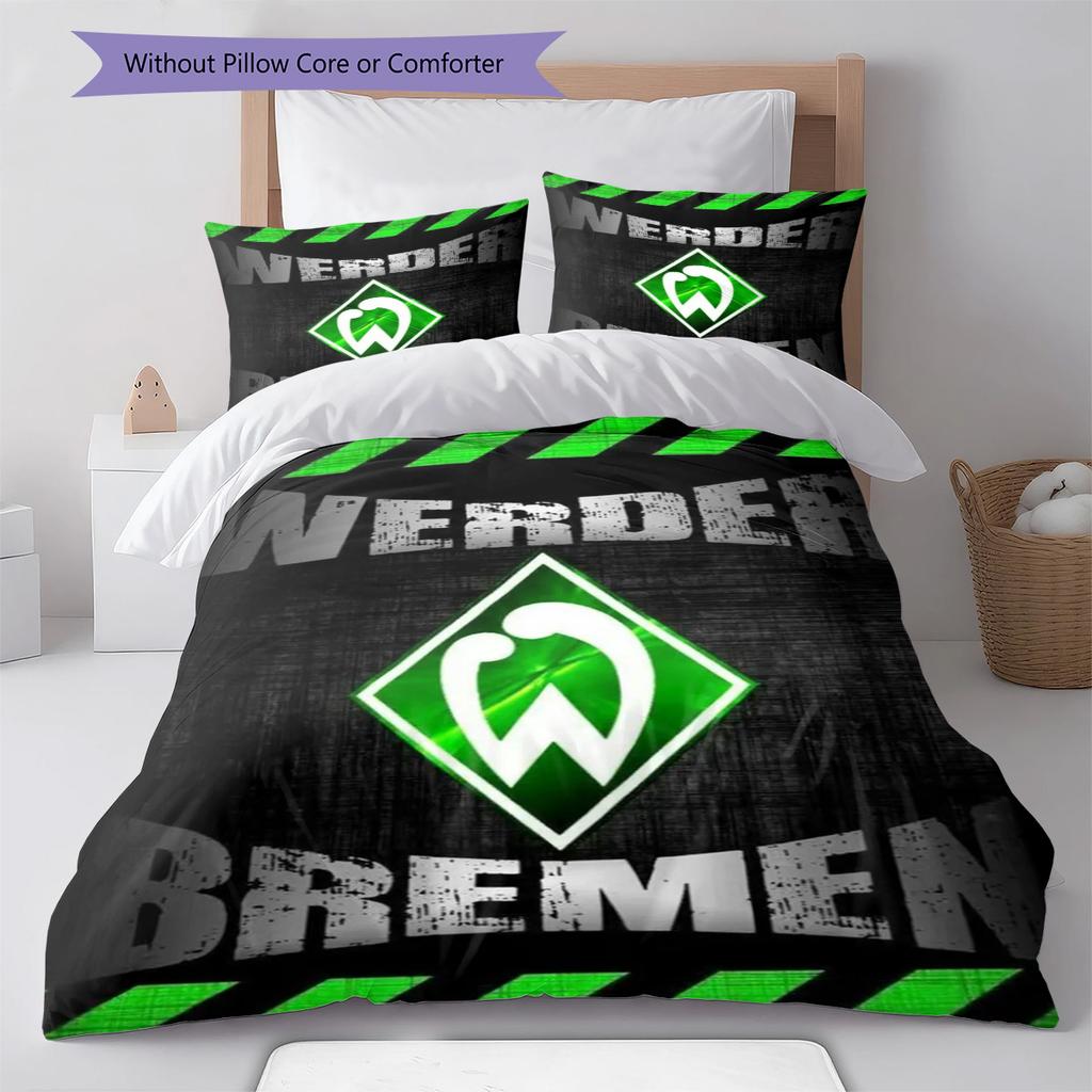 SV Werder Bremen Pattern Bedding Set Quilt Cover Pillowcase Home Decor Gift (1 * Duvet Cover + 2 * Pillowcase, Without Core)