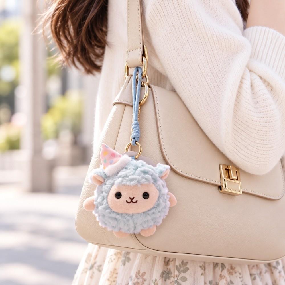 Lamb New Year Sheep Plush Keychain Ornaments Fluffy Lamb Pendant Sheep Plush Doll Bedroom Decor