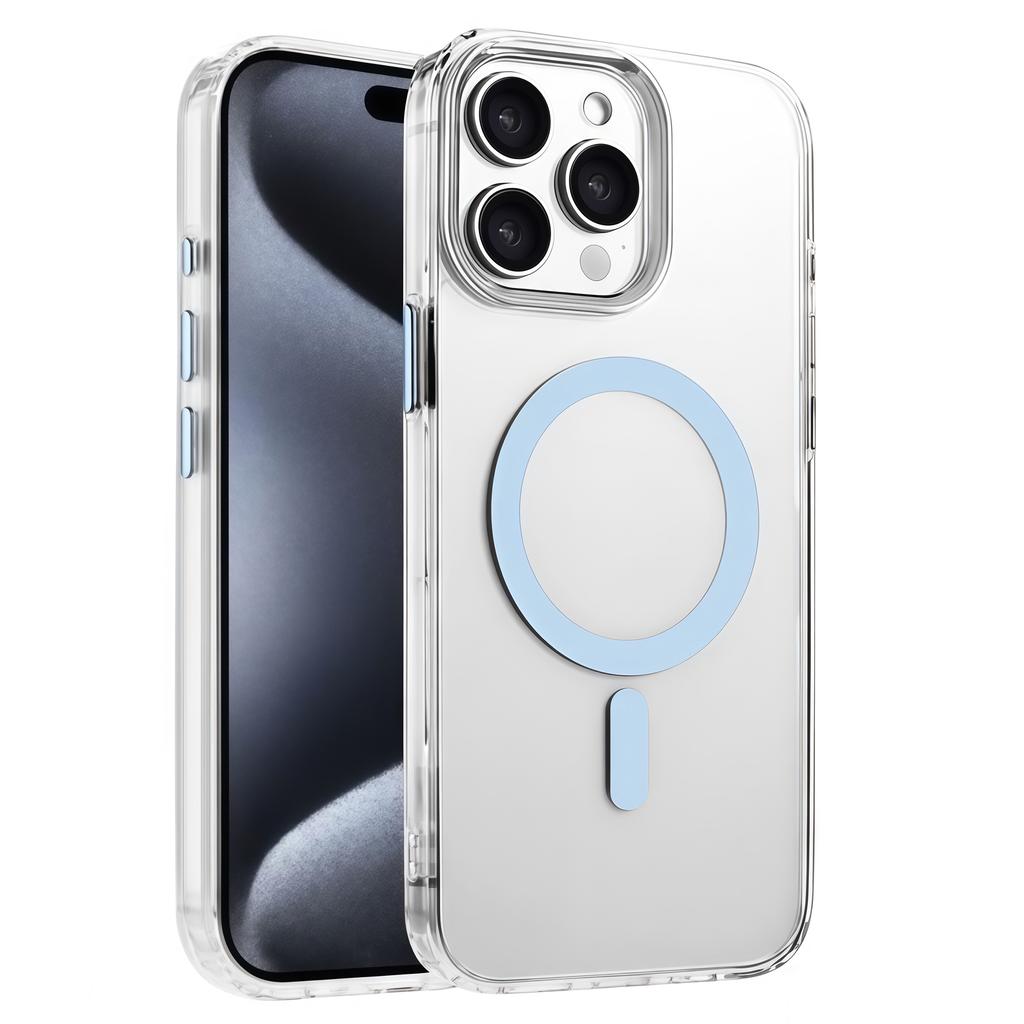 For iPhone 15 Pro Max Case Compatible with MagSafe Clear PC+TPU Sealed Magnetic Phone Cover
