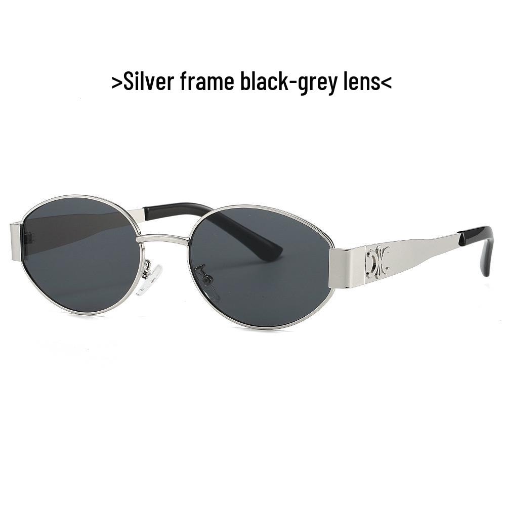 Trendy Oval Frame Metal Sunglasses 9521 - European & American Style