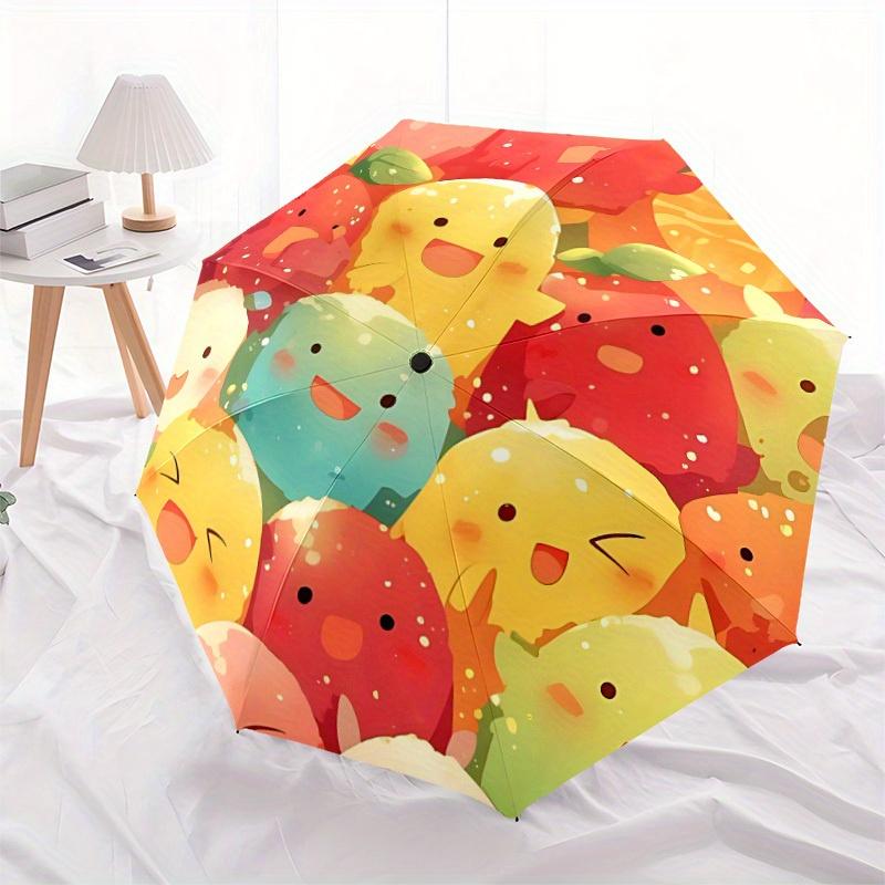 1pc Fruits Characters Automatic Folding Umbrella, 8-Rib Sturdy Canopy, Portable Travel Umbrella for Outdoor Use,133