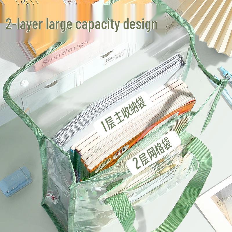 High-Capacity PVC Waterproof Tote Bag for Students and Exams