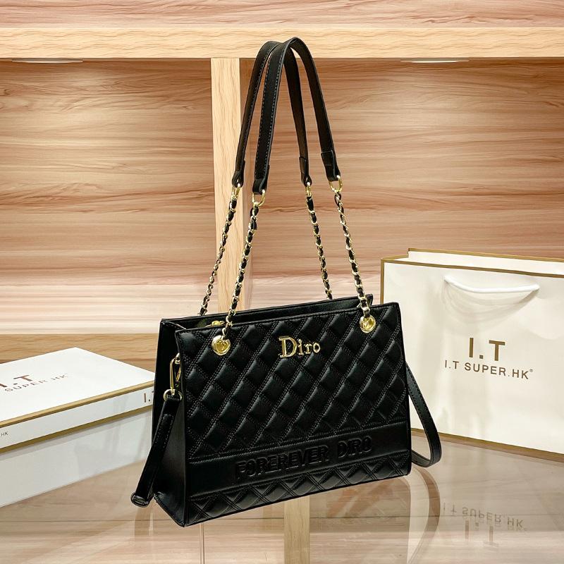 Leather Large Capacity Commuting Tote Bag, Women's New High-end Chain Bag, Single Shoulder Crossbody Bag