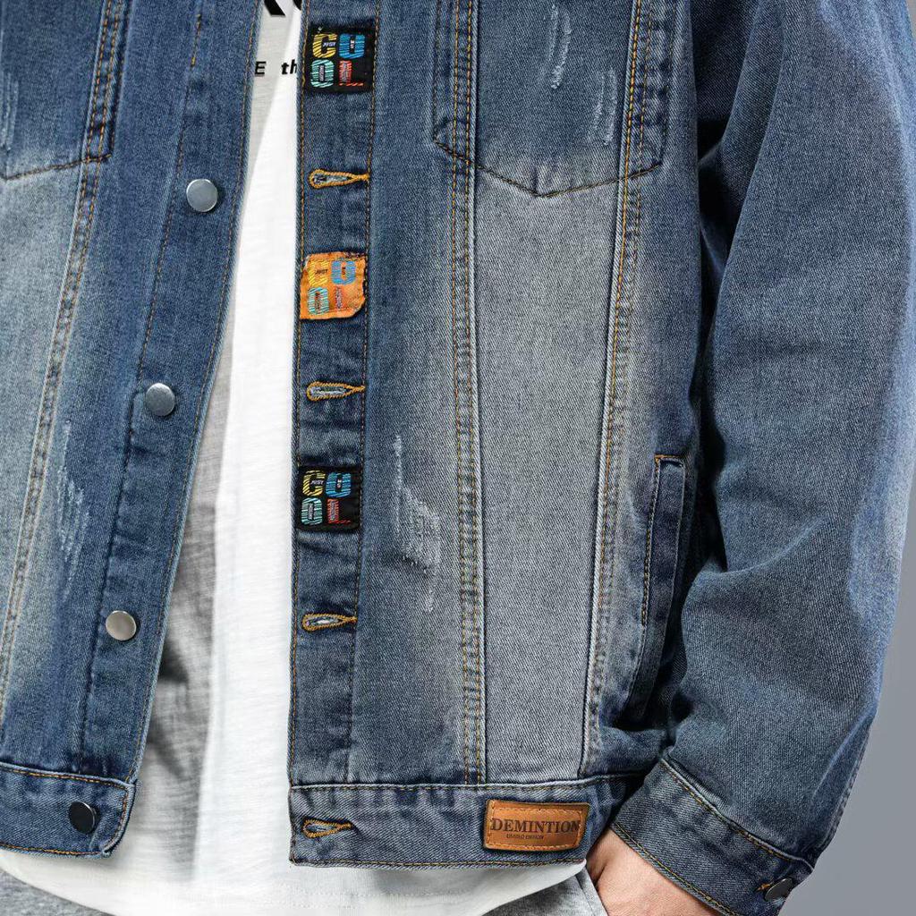 Men's Trendy Retro Korean Slim Fit Denim Jacket with European and American Street Style Design