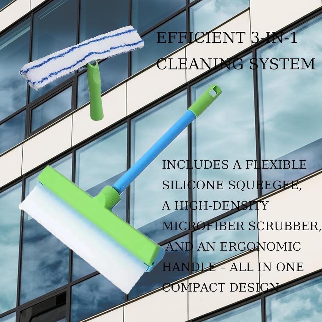 Aqua Swipe Recyclable Silicone Window Squeegee Kit Microfiber Scrubber Multi-Purpose Cleaner Tool for Mirrors Cars Glass Panels