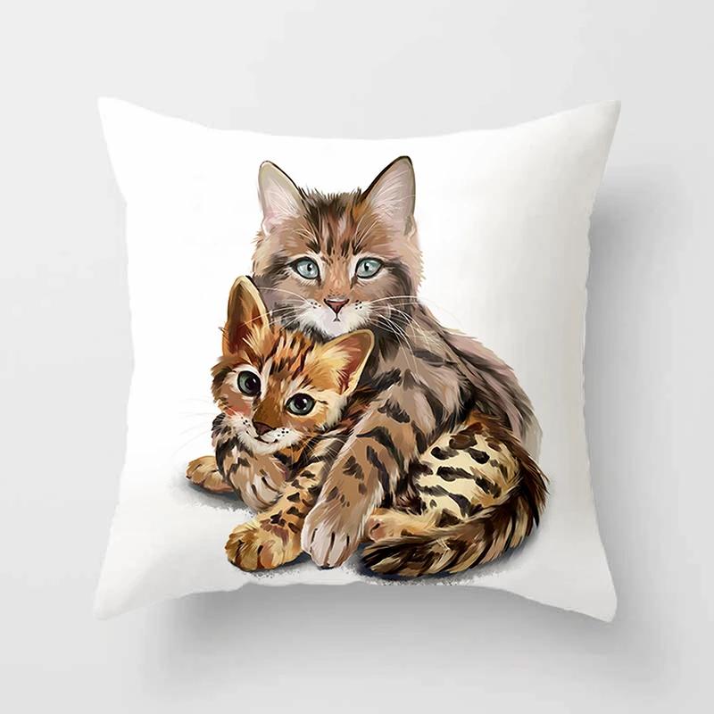 Cartoon Katze Tier Sofa Dekorative Kissenhülle Kissen Kissenbezug Polyester 45*45 Zierkissen Heimdeko Kissenbezug