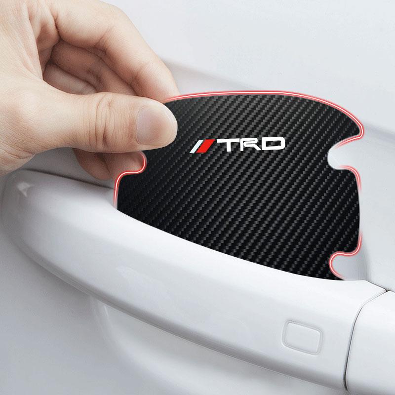 4P/Set Car Door Handle Anti-scratch Sticker Carbon Fibre for Toyota TRD GR RAV4 Avensis Yaris Levin Reiz Crown Vios Accessories