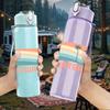 1PC Saltwater Soul Retro Beach Print 750ml Color Plastic Sports Water Bottle Leakproof Flip Straw Lid Suitable for Sports Office Home Use