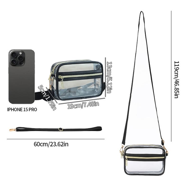 1Pc Mini Solid Color Transparent Pvc Portable Waterproof Shoulder Bag Suitable For Girls, White-Collar Outdoor Travel Shopping