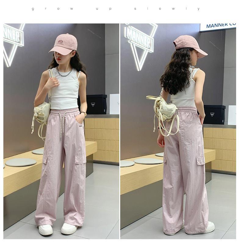 Girls' Summer Hip Hop Cargo Pants: Quick-Dry, Anti-Mosquito for Junior High Dance