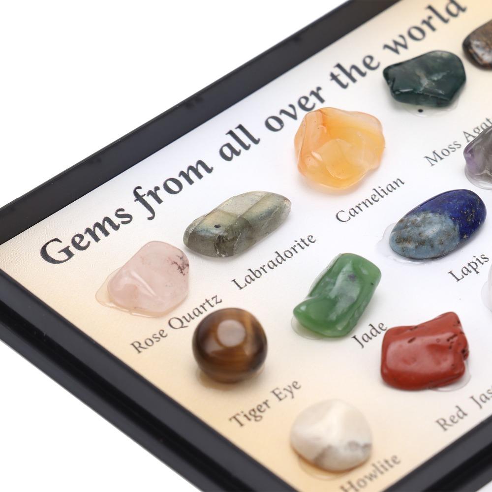 multi-color natural mineral texture mini crystal collection stones  cabinet mineral specimen layout