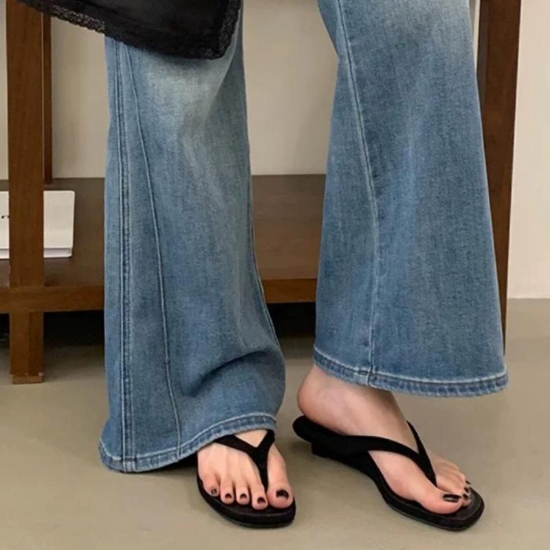 Sheepskin Version~ Minimalist Style Niche Toe Flip-flops Shoes Women's Outer Wear Summer Versatile Low-heeled Cool Slippers
