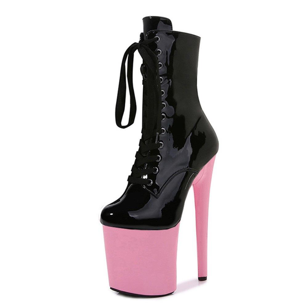 Shoes Women's Patent Leather Short Boots - 20cm Ultra High Heel with Platform, for Pole Dance, Runway, Nightclub - 26 Color Choose