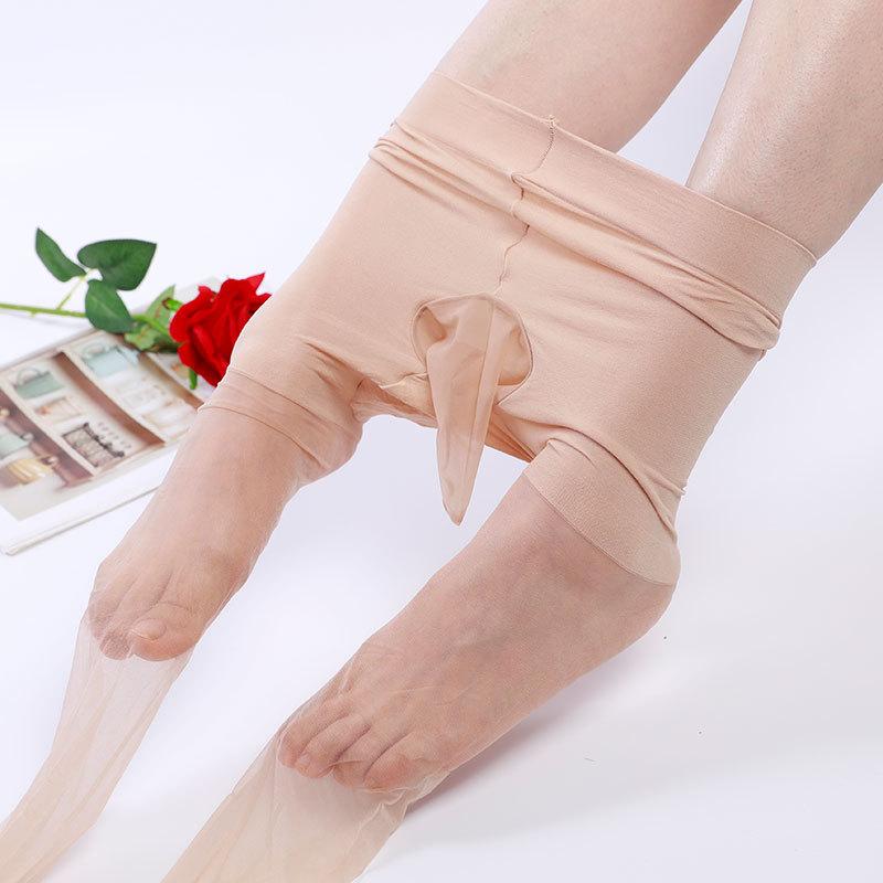 Meias Masculinas com Manga para Pênis Ultra-finas 3D Sedosas Suaves Meias Aviador Meia-calça Transparente Sexy Tentação para Cross-dressing