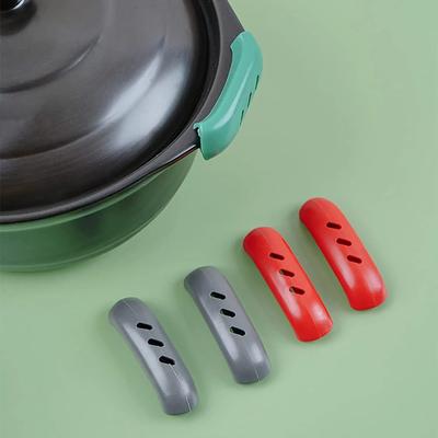 Silicone Pan Handle Cover Heat Insulation Covers Pot Ear Clip Steamer Casserole Pan Handle Holder Non-slip Grip Kitchen Tool