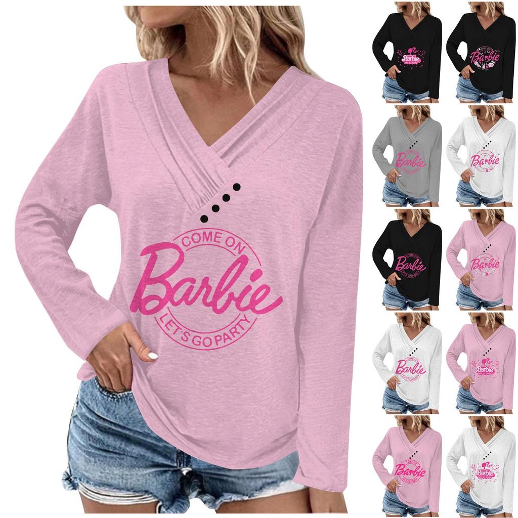 Women's Fashion Casual Solid Color Chest Panel Ruched Button V Neck Long Sleeve Ladies Long Top