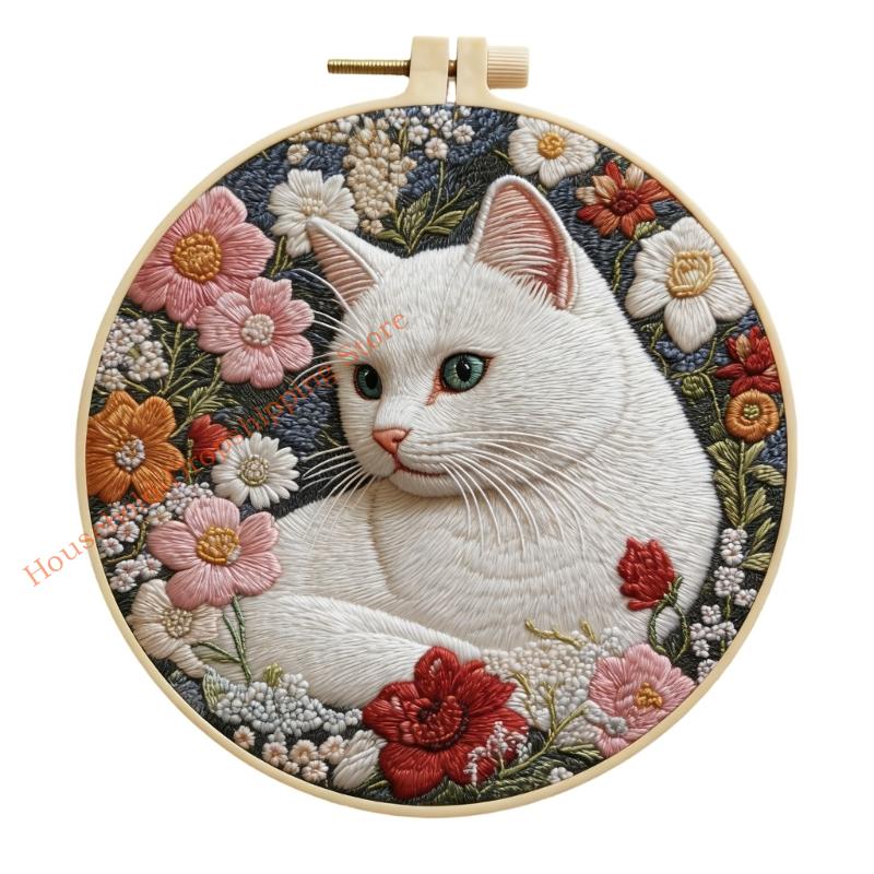 Embroidery Starter Set For Cats Lovers Featuring All Materials And For Creative Fun Home