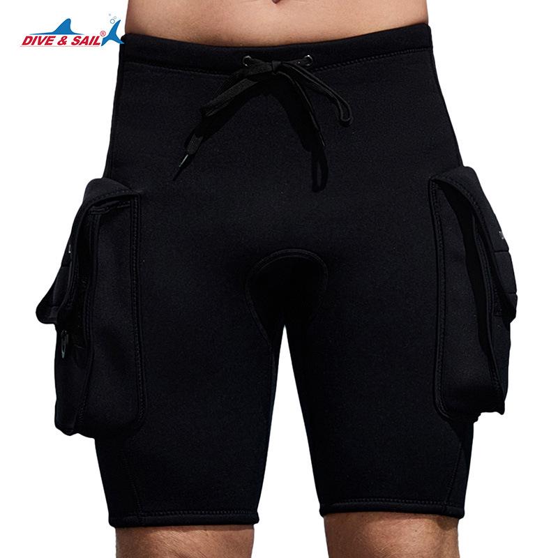 DIVE&SAIL 3MM Tauchshorts mit großer Tasche zum Tauchen, Schnorcheln, Surfen & Segeln Large schwarz