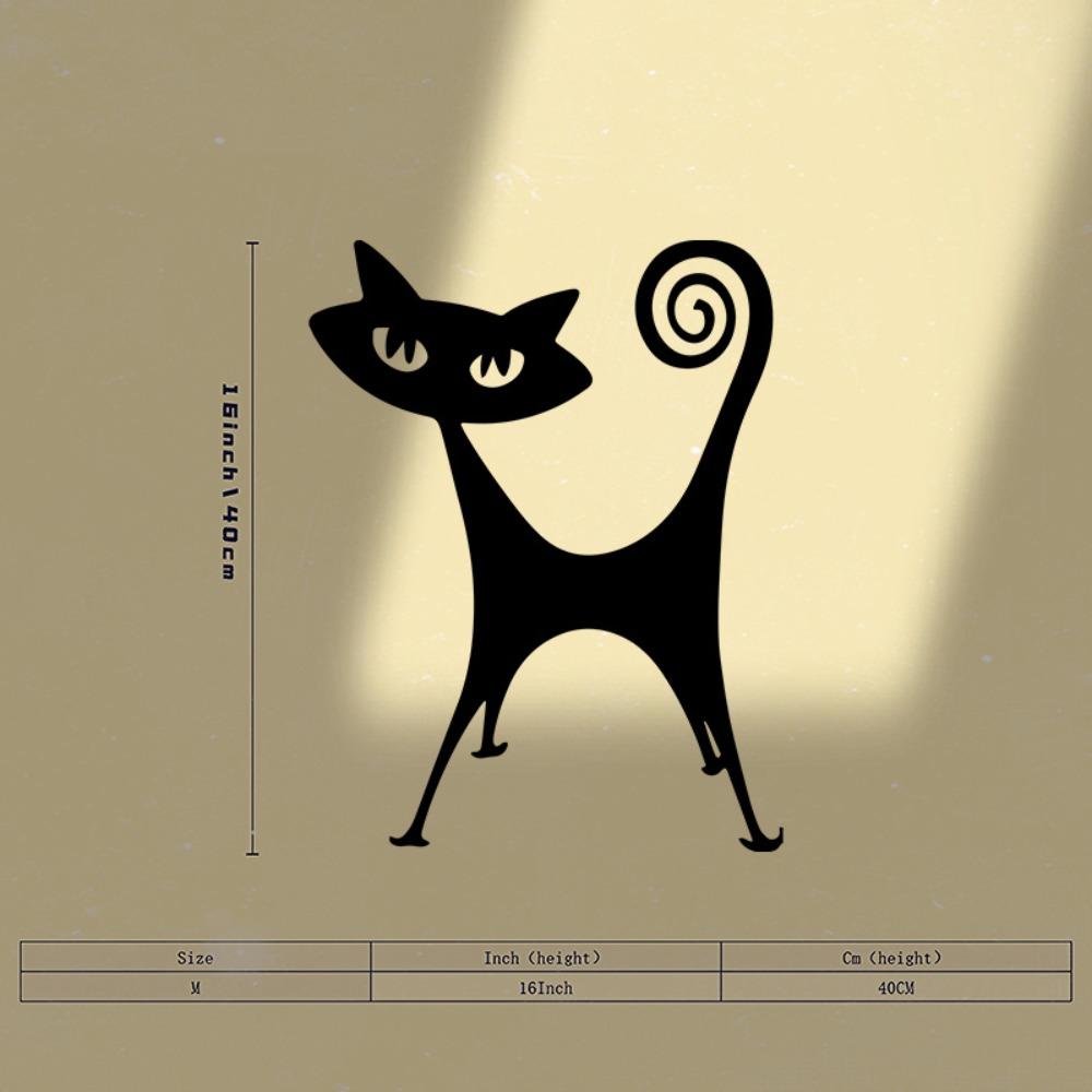 1pc Atomic Cat Metal Wall Art Mural Statue for Living Room Halloween Gift Cat Lovers Powder Coated