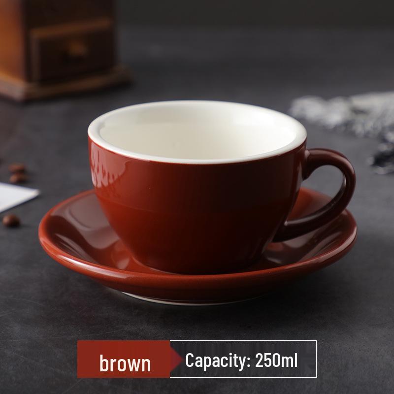 250ml Thickened Ceramic Latte Art Cup - Large Capacity, Light Luxury, Retro Design, Customizable Logo