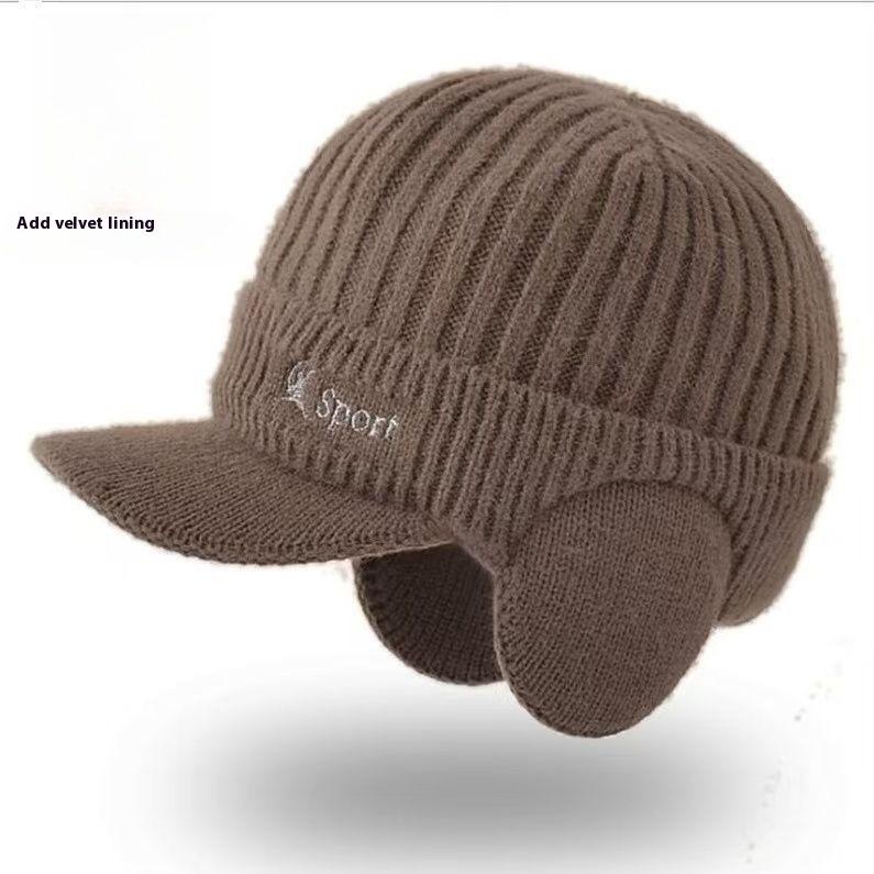 Unisex Beanie with Brim for Adults, Windproof Thermal Knit Cap for Winter, For Men and Women cap Korean Style Beanie for Cycling and Outdoor