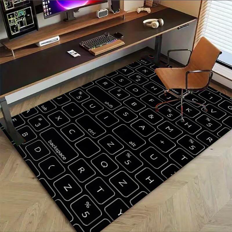 1PC keyboard keys Extra Large Non Slip Floor carpet, Office, family, bedroom Large Area Rug Indoor Rugs, Vibrant Colors