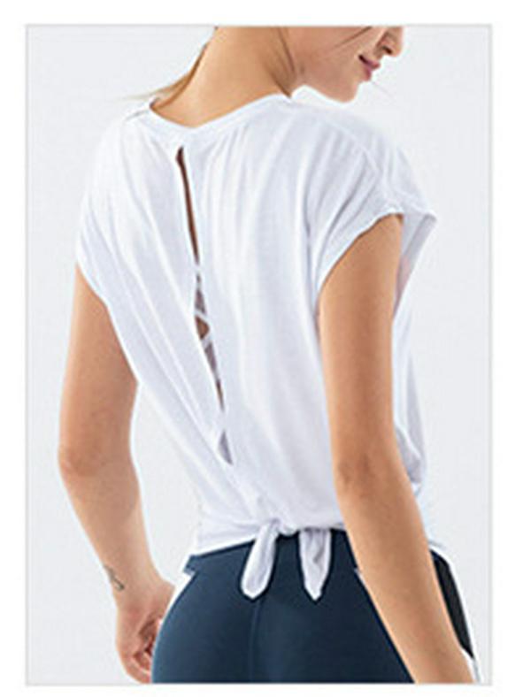 Women's Quick-Dry Yoga Top - Loose Fit, Stylish Back, Fitness T-Shirt
