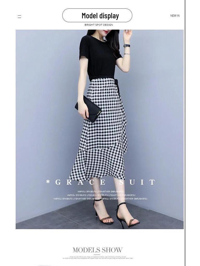 Elegant Plaid Suit Dress 2026: Women's Waist-Cinched Two-Piece Set