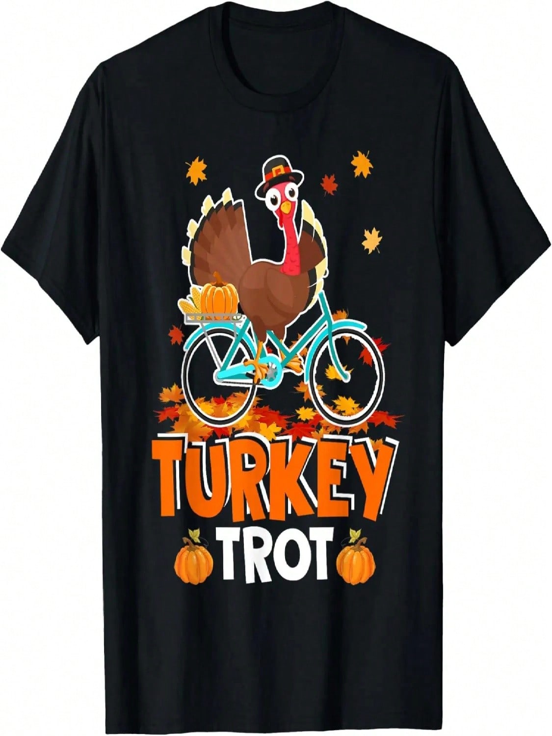 Turkey Trot Funny Turkey Running On Bicycle Thanksgiving T-Shirt S разноцветный