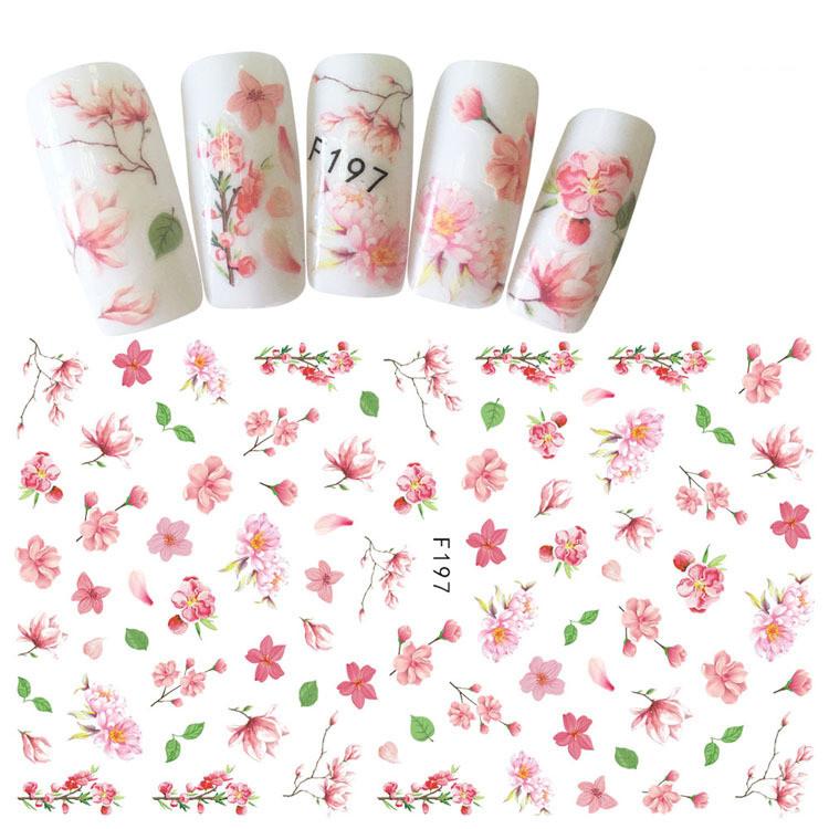 1pc 3D Nail Stickers Spring Summer Natural Flower Leaves Simulation Dried Flower Dragonfly Nail Applique Water Slides Decoration