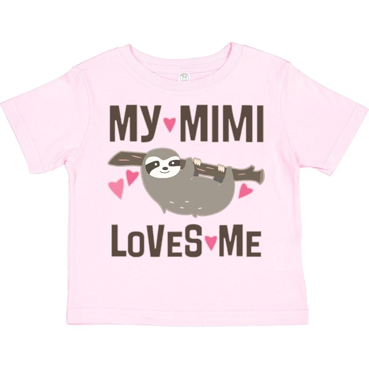 Inktastic My Mimi Loves Me Sloth Toddler T-Shirt Girls Girl Clothing Apparel Day 100