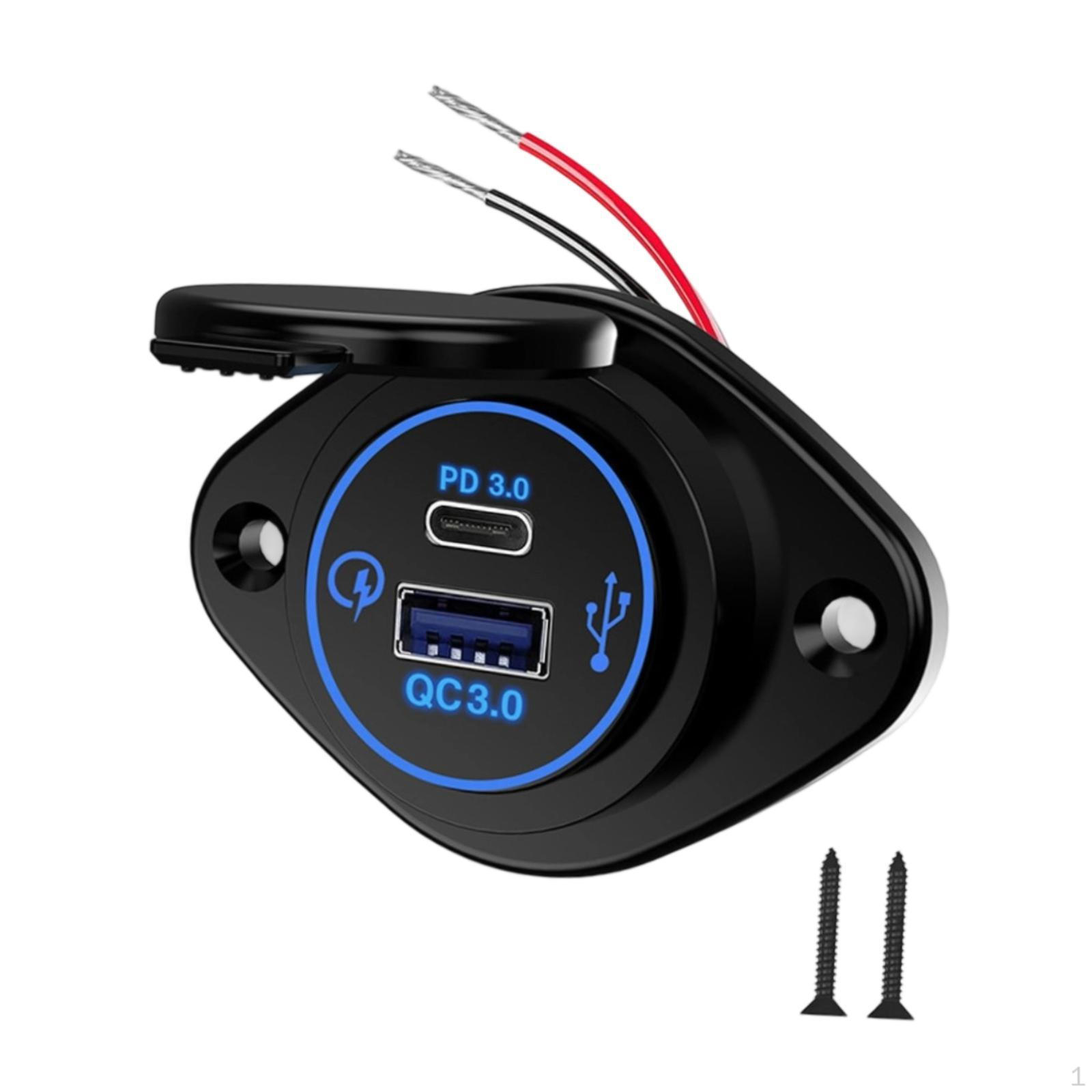 

Car Phone Charger Replacement DIY 12-24V Auto Accessory for Boat RV Blue light