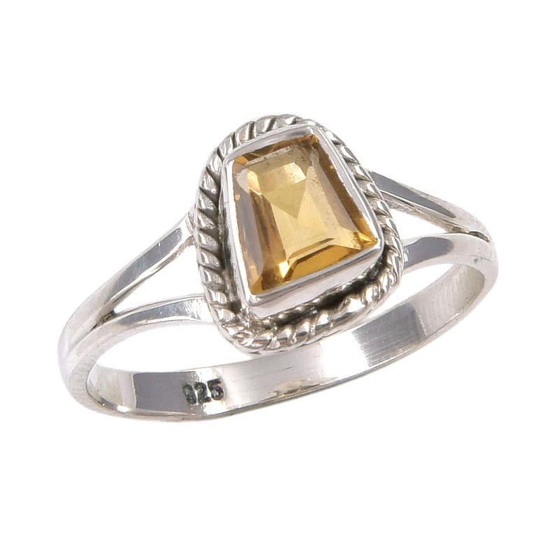 Natural Citrine Gemstone Handmade 925 Sterling Silver Jewelry Ring Size 8 E4A73