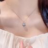 S925 Sterling Silver Aquamarine Necklace - Light Luxury Korean-Style with Sweet Temperament Clavicle Chain for Women
