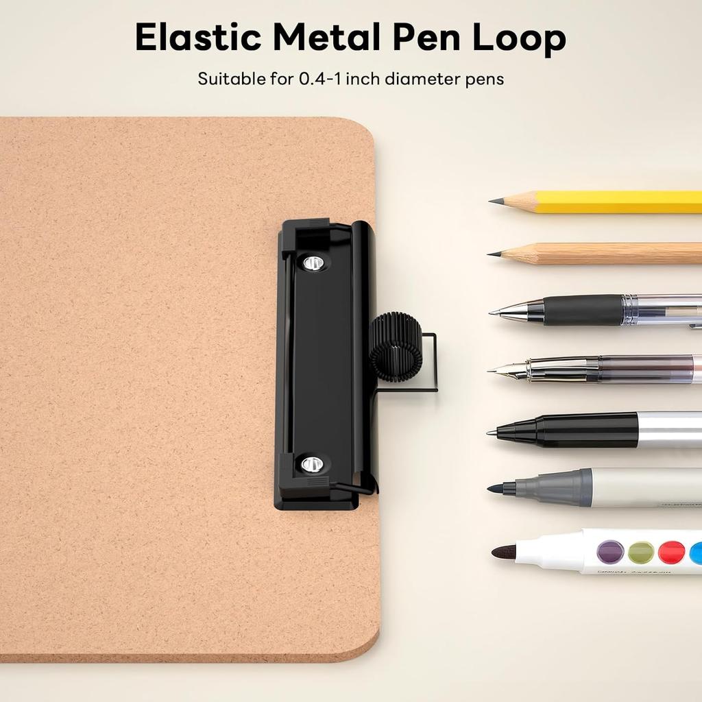 2 Pack Wood Clipboards with Pen Holder, 9 x 12.5'' Letter Size for Classroom, Students, Kid, 8.5 x 11'' Hardboard Clip Board with Low Profile Black