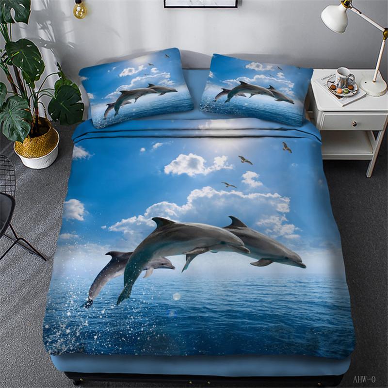 Dolphin 3D Duvet Cover Set  King Queen Double Twin Single Size Bed Linen Set
