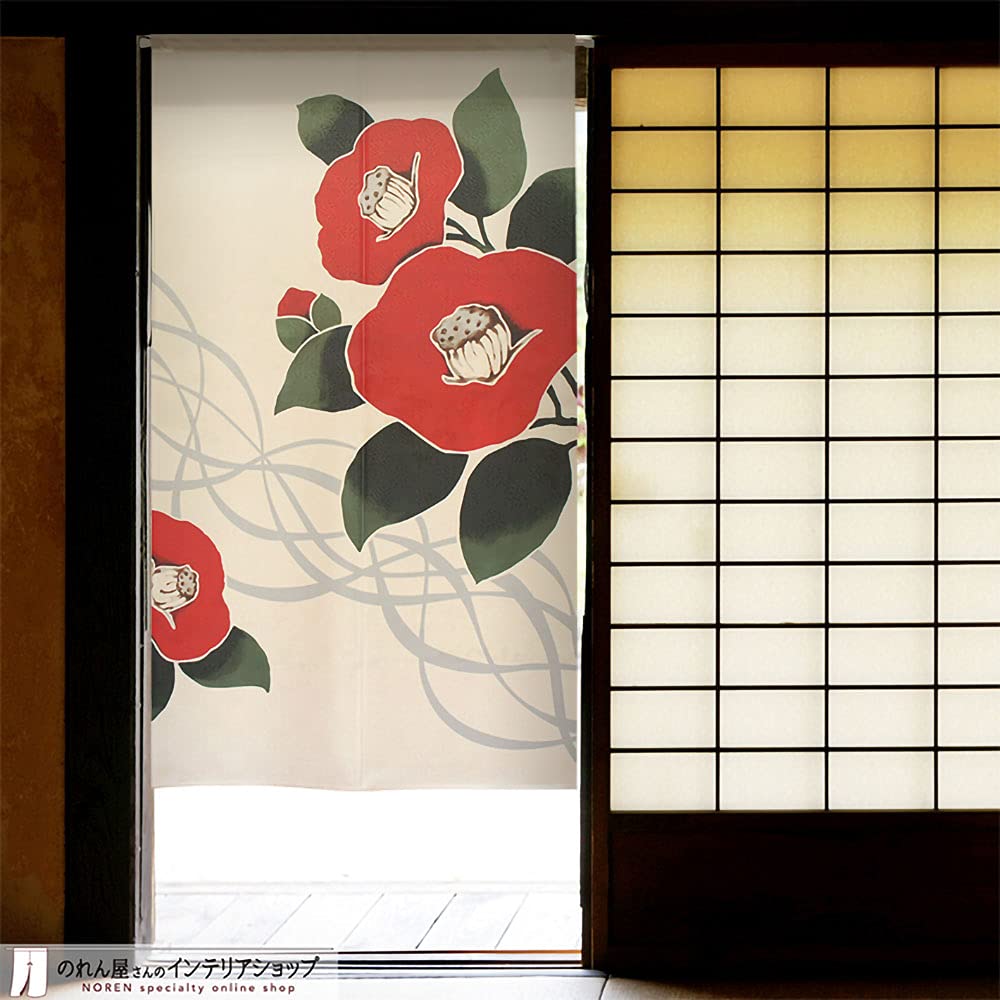 Noren Workshop Japanese Style Noren Modern Japanese Privacy Flowing Camellia 85cm Wide X 150cm Special Selection Japanese 95129 - Curtain, Stylish,