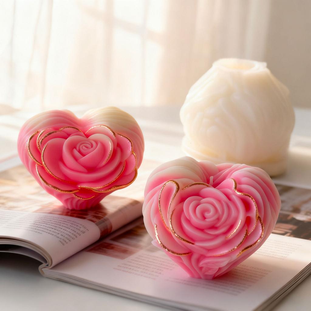 Aromatherapy Candle Mold High-Temperature Resistant Heart Silicone Mold Valentine'S Day Candle Mold Food-Grade For Resin Plaster