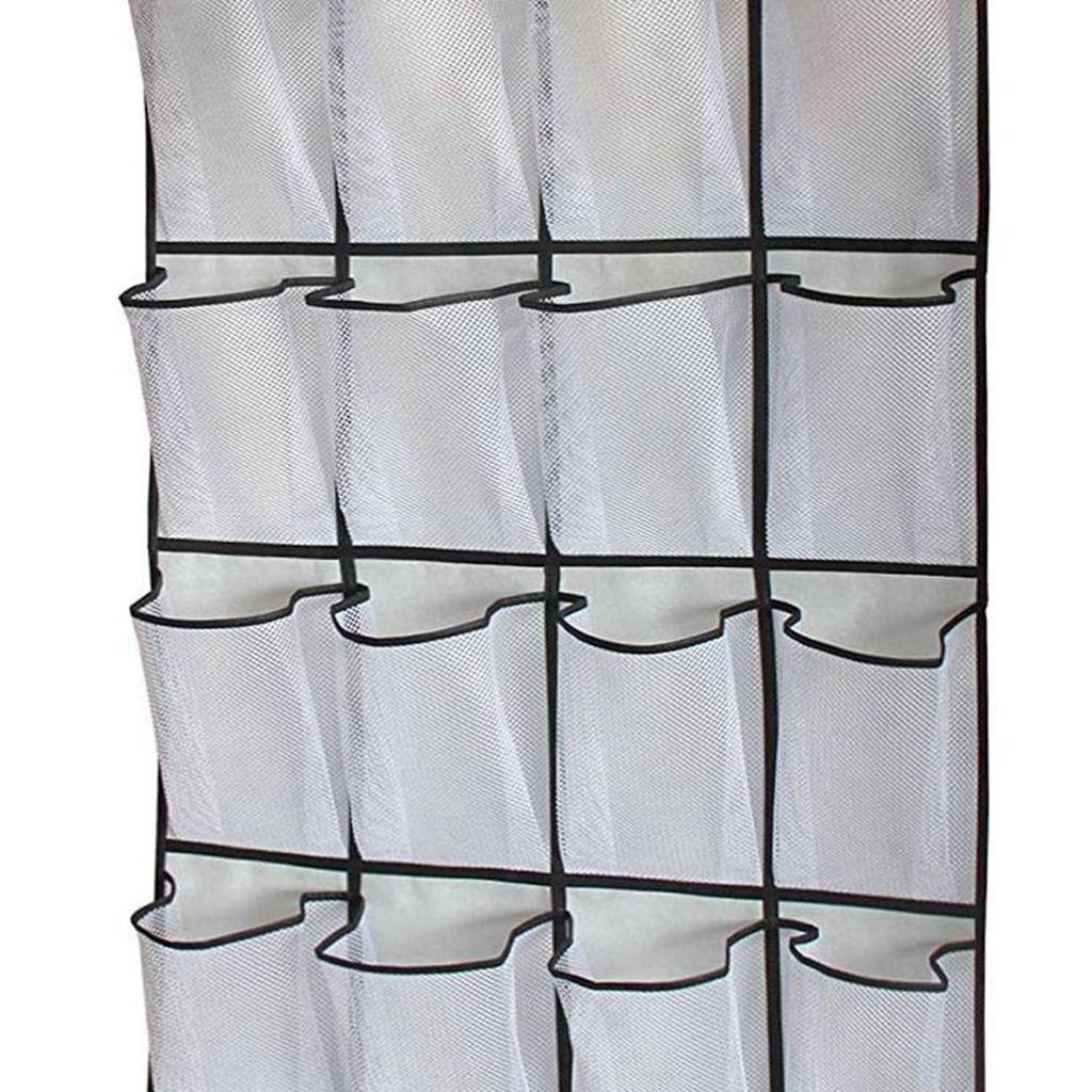 Over The Door Shoe Organizer Hanging Storage Bag Shoe Storage Door Hanger with 24 Mesh Pockets