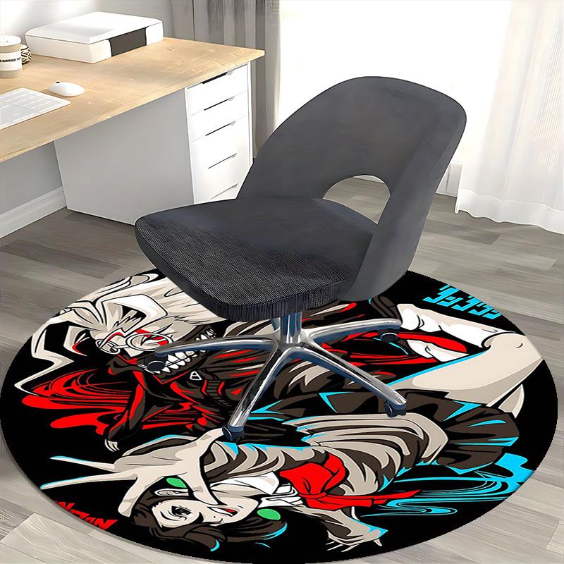 1pc Tokyo Ghoul Kaneki Ken & Touka Kirishima Design Round Carpet Office Chair Mat Non-Slip Rug Suitable for Home Decor, Living Room