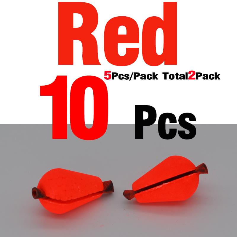 MNFT 10Pcs Float Foam Tear Drop Strike Indicator Fluorescent Yellow Red Float Foam Clip Type Fly Fishing Float Accesories