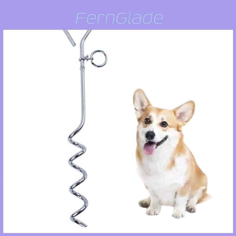 Outdoor Zinc Chrome Dog Stake With Retractable Leash For Pet Training And Yard Safety